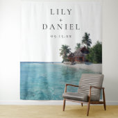 Tropical Beach Wedding Photo Backdrop タペストリー (インサイチュ)