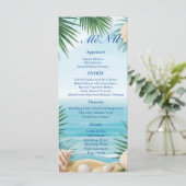 Tropical Beach Wedding Reception Menu Card メニュー (スタンド正面)