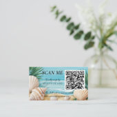 Tropical Beach Wedding RSVP QR Code Enclosure エンクロージャーカード (スタンド正面)