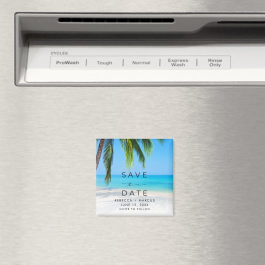 Tropical Beach Wedding Save the Date マグネット (インサイチュ (食洗機))