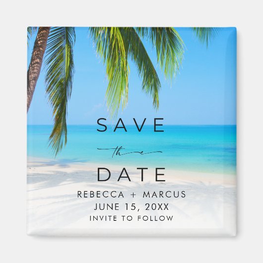Tropical Beach Wedding Save the Date マグネット (正面)