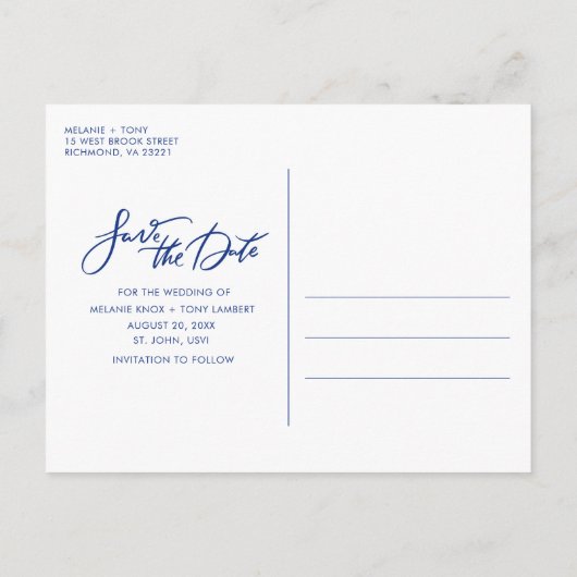 Tropical Beach Wedding Save the Date  案内ポストカード (裏面)