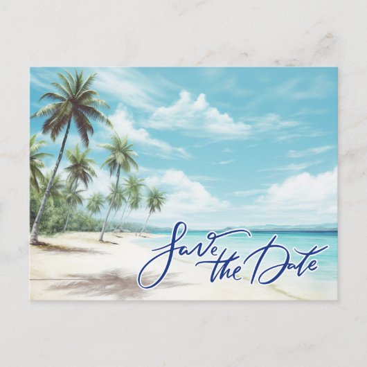Tropical Beach Wedding Save the Date  案内ポストカード (正面)