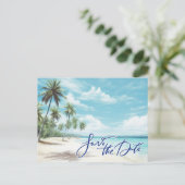 Tropical Beach Wedding Save the Date  案内ポストカード (スタンド正面)