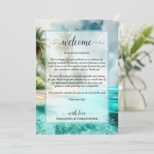 Tropical Beach Wedding Welcome & Itinerary プログラム (スタンド正面)