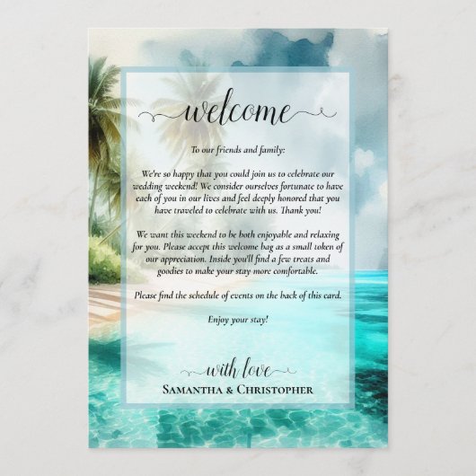 Tropical Beach Wedding Welcome & Itinerary プログラム (正面)