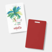 Tropical Beach Xmas Name Tags バッジ (正面＆裏面)