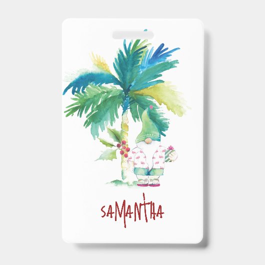 Tropical Beach Xmas Name Tags バッジ (正面)