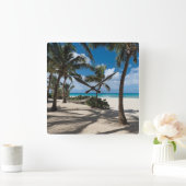 Tropical Beaches | Anguilla Beach, Palm Tree スクエア壁時計 (ホーム)