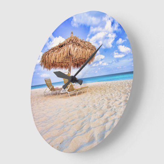 Tropical Beaches | Aruba Sandy Beach ラージ壁時計 (傾斜)