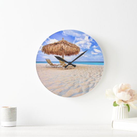 Tropical Beaches | Aruba Sandy Beach ラージ壁時計 (ホーム)