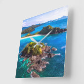 Tropical Beaches | El Nido Phillipines スクエア壁時計 (傾斜)