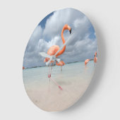 Tropical Beaches | Flamingos Beach, Aruba ラージ壁時計 (傾斜)