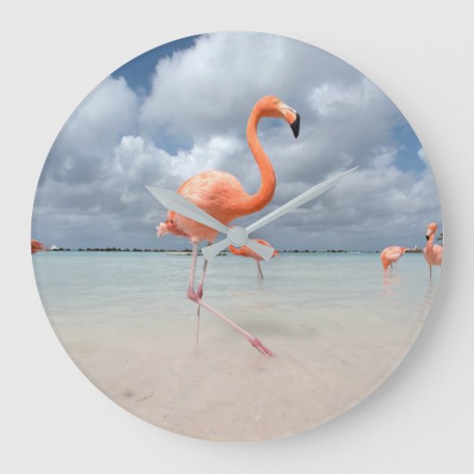 Tropical Beaches | Flamingos Beach, Aruba ラージ壁時計 (正面)