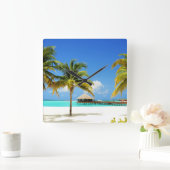 Tropical Beaches | Island & Lagoon, Maldives スクエア壁時計 (ホーム)