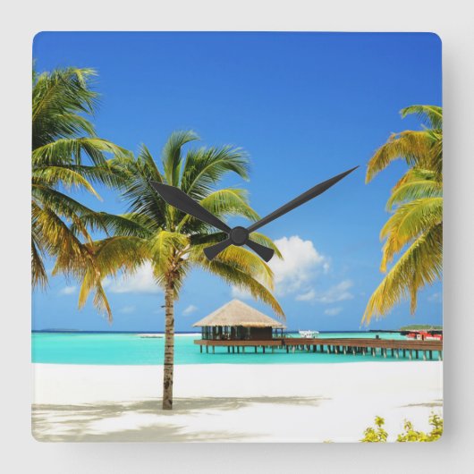 Tropical Beaches | Island & Lagoon, Maldives スクエア壁時計 (正面)