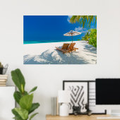 Tropical Beaches | Lounge Chairs Beach, Bora Bora ポスター (ホームオフィス)