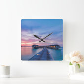 Tropical Beaches | Maldives Bungalows スクエア壁時計 (ホーム)