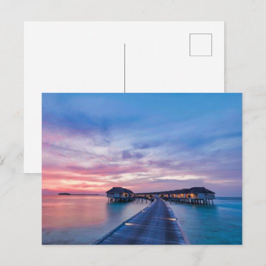 Tropical Beaches | Maldives Bungalows ポストカード (正面/裏面)