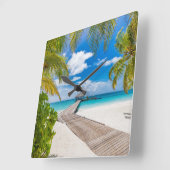 Tropical Beaches | Maldives Island Wooden Jetty スクエア壁時計 (傾斜)