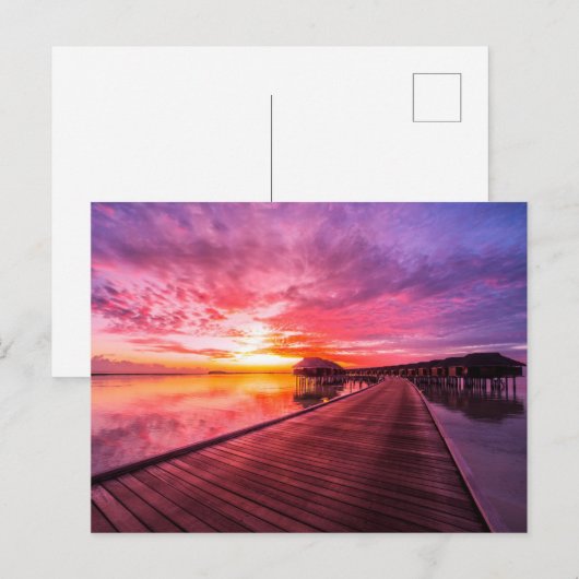 Tropical Beaches | Maldives Sunset ポストカード (正面/裏面)