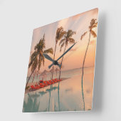 Tropical Beaches | Maldives Tropical Beach & Pool スクエア壁時計 (傾斜)