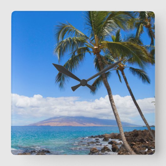 Tropical Beaches | Maui Hawaii Island スクエア壁時計 (正面)