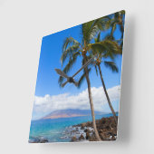 Tropical Beaches | Maui Hawaii Island スクエア壁時計 (傾斜)