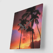 Tropical Beaches | Maui Hawaii Islands スクエア壁時計 (傾斜)