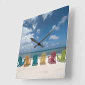 Tropical Beaches | Palm Beach, Aruba スクエア壁時計 (傾斜)