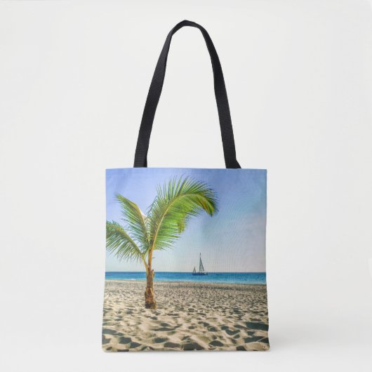 Tropical Beaches | Sailboat, Palm Tree, Aruba トートバッグ (正面)