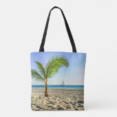 Tropical Beaches | Sailboat, Palm Tree, Aruba トートバッグ (裏面)