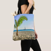Tropical Beaches | Sailboat, Palm Tree, Aruba トートバッグ (クローズアップ)