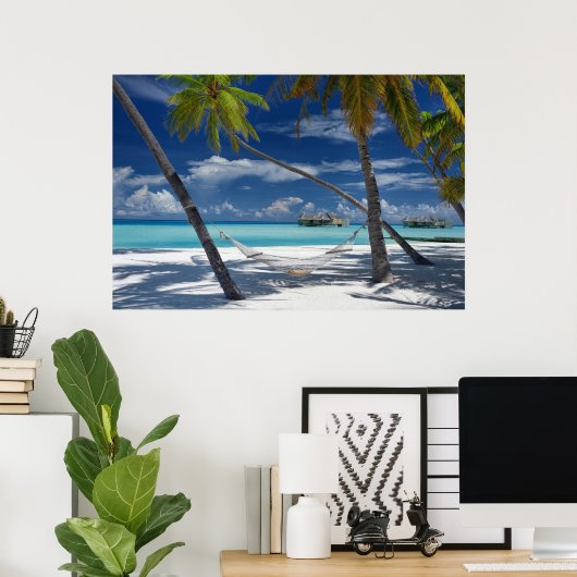Tropical Beaches | Sandy Beach, Maldives ポスター (ホームオフィス)
