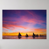 Tropical Beaches | Sunset Sailboats, Phillipines ポスター (正面)