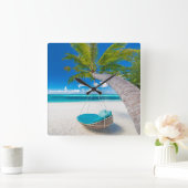 Tropical Beaches | Tropical Landscape Beach Swing スクエア壁時計 (ホーム)