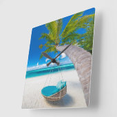 Tropical Beaches | Tropical Landscape Beach Swing スクエア壁時計 (傾斜)