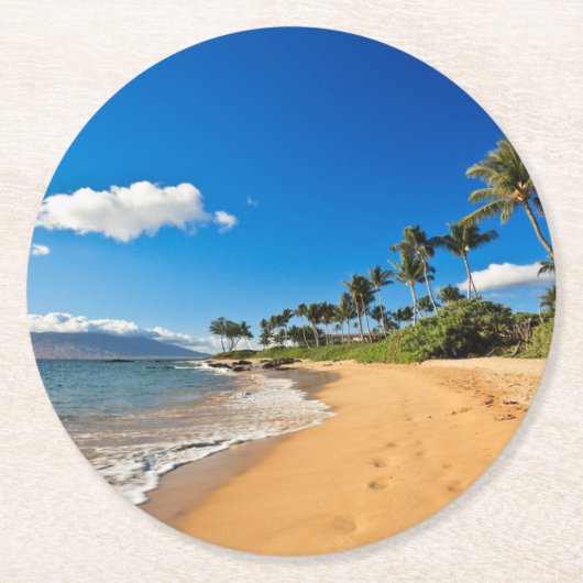 Tropical Beaches | Wailea, Maui, Hawaii ラウンドペーパーコースター (正面)