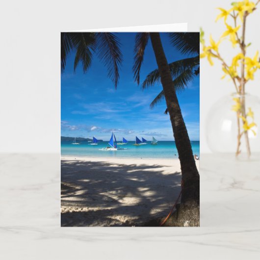 Tropical Beaches | White Beach Boracay Philippines カード (黄色い花)