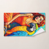 Tropical Beauty and Blue Parrot Design バスタオルセット (ハンドタオル)