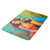 Tropical Beauty and Blue Parrot Design バスマット (アングル)