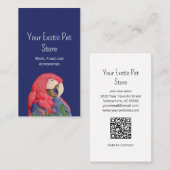 Tropical Bird Macaw Pet Store QR code Blue 名刺 (正面/裏面)