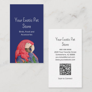 Tropical Bird Macaw Pet Store QR code Blue 名刺