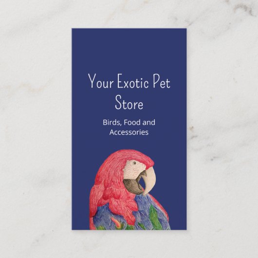 Tropical Bird Macaw Pet Store QR code Blue 名刺 (正面)