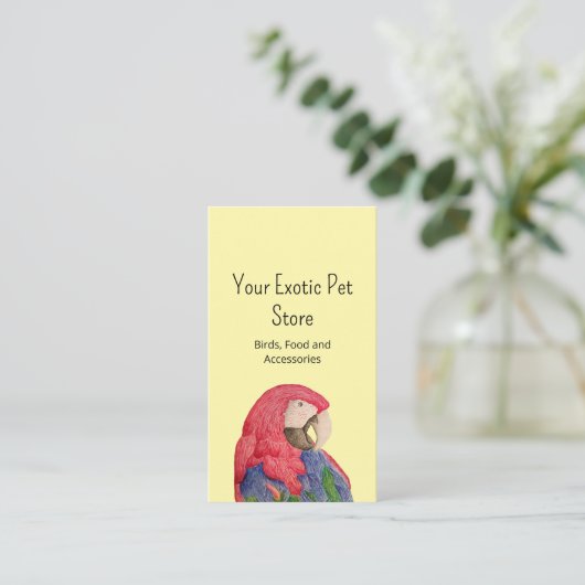 Tropical Bird Macaw Pet Store QR code Yellow 名刺 (スタンド正面)