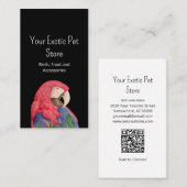 Tropical Bird Macaw QR code Pet Store Black 名刺 (正面/裏面)
