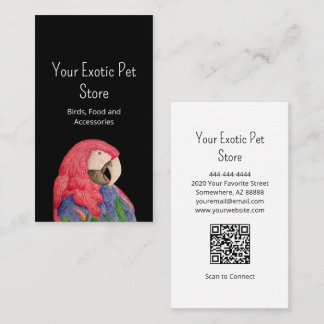 Tropical Bird Macaw QR code Pet Store Black 名刺