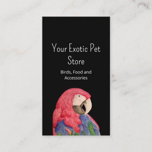 Tropical Bird Macaw QR code Pet Store Black 名刺 (正面)