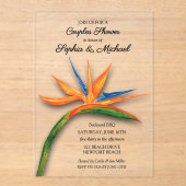 Tropical Bird of Paradise Couples Bridal Shower アクリル招待状 (正面)