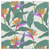 Tropical Bird of Paradise Floral Pattern ファブリック (クローズアップ)